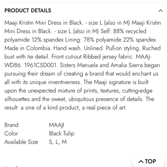 MAAJI Kristin Mini Dress In Black Size L 73 - Picture 4 of 10